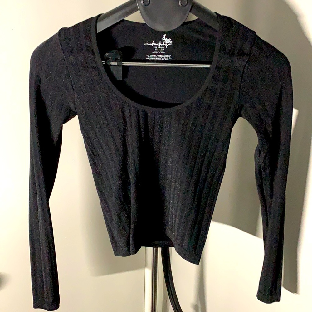 Free People intimately Seamless Black Long Sleeve Top, Size XS/S